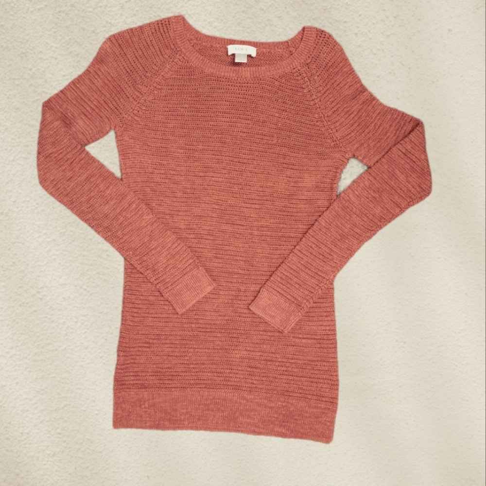 LOFT Burnt Orange Crew Neck Knit Sweater Small